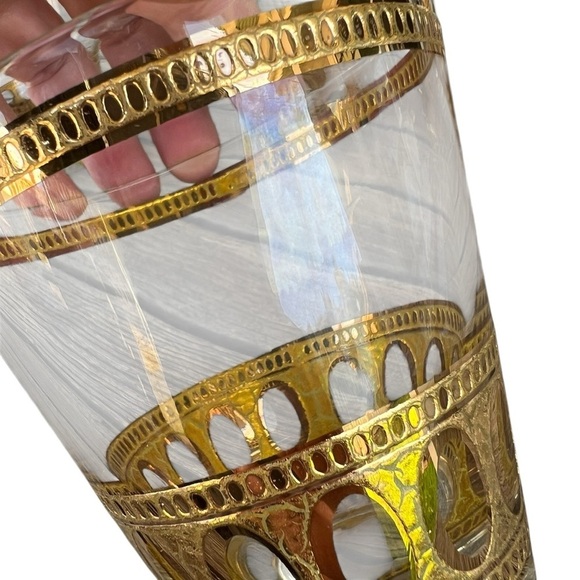 VTG 5-Piece Culver Antigua 22k Gold MCM Barware Old Fashioned Flare Crackle Oval - Picture 11 of 16